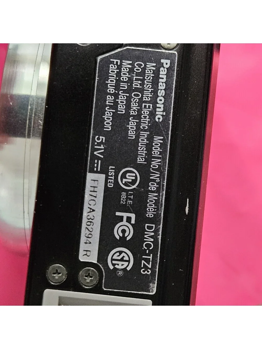 Panasonic LUMIX DMC-TZ3 7.2MP Digital Camera Black- FOR PARTS ONLY NOT WORKING